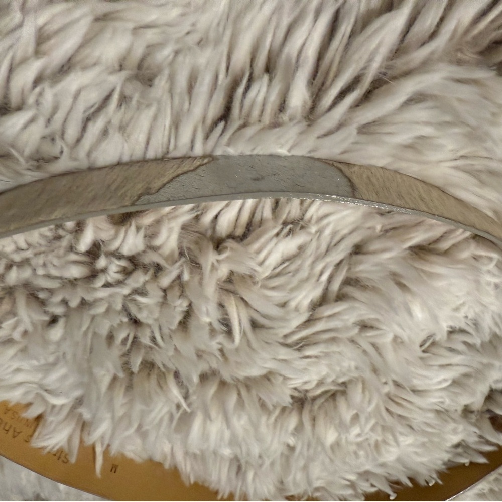 Vintage Streets Ahead Hair-on-hide White and Silver Leather Belt RARE - Picture 8 of 10